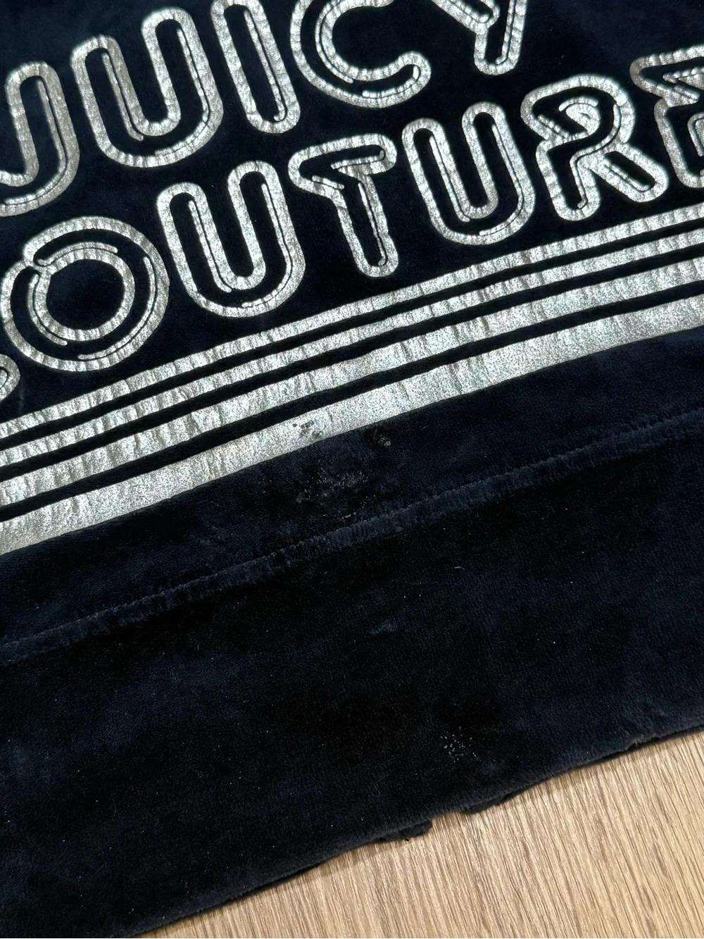 Vintage Juicy Couture Navy Blue Velour Zip-Up Hoodie - Size S